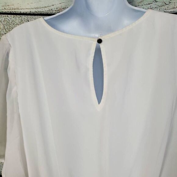 White Flutter Sleeve Midi Dress Women’s Size Unknown V-Neck Lined Elastic Waist - Picture 5 of 10